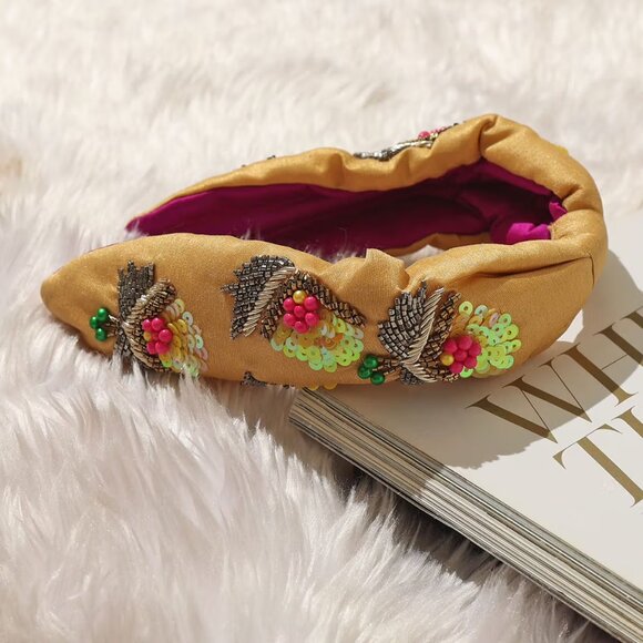 Beaded Yellow Sequin Headband | Embellished Hair Accessory | NWT - Picture 5 of 5